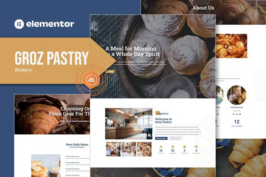 GROZ PASTRY – BAKERY ELEMENTOR TEMPLATE KIT